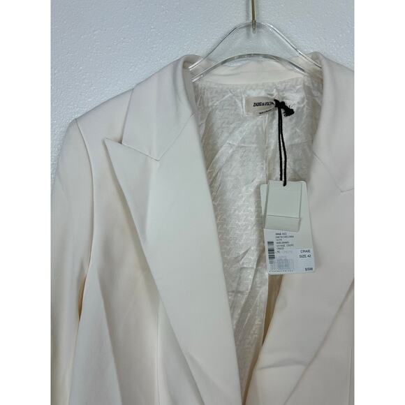 Zadig & Voltaire NWT Single Breasted Voyage Crepe Blazer Cream Sz 42 - Picture 5 of 7